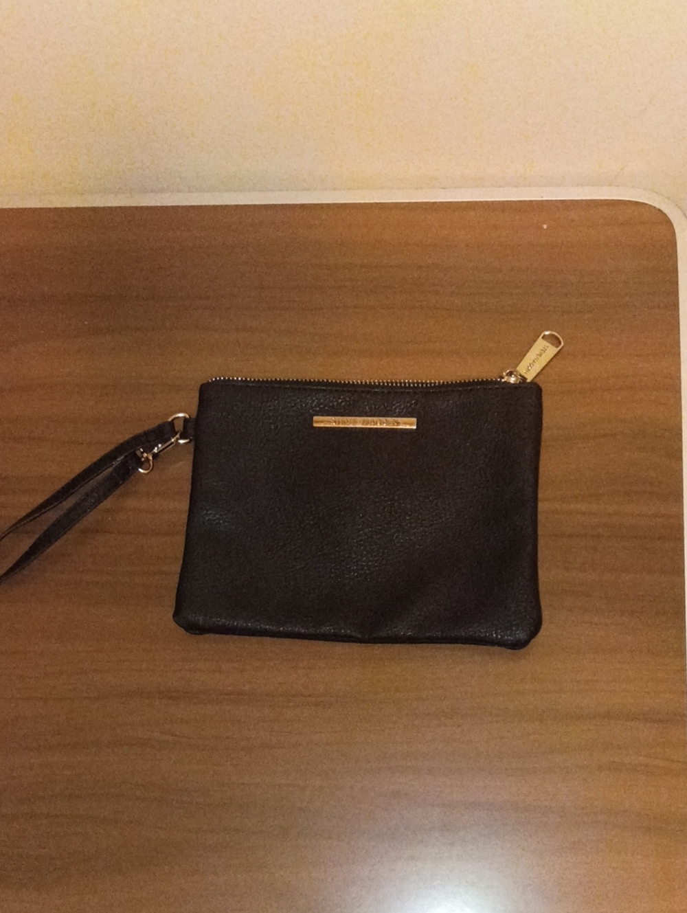 Steve Madden Black Leather Wristlet Clutch